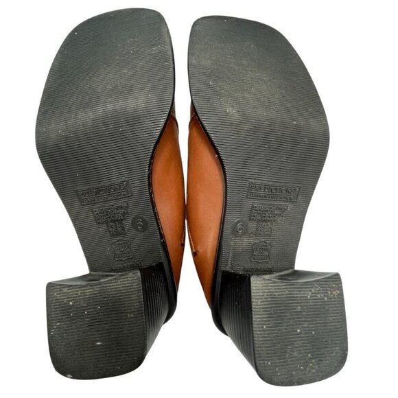 Vintage 90s Y2K Predictions Sz 6 Square Toe Laser Cut Leather Chunky Heel Mules - Picture 14 of 16